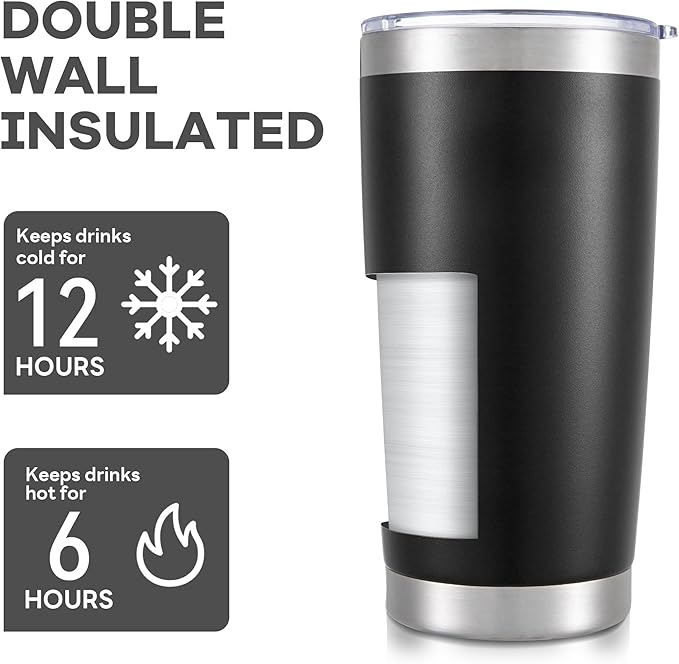 20 oz Tumbler with Lid Stainless Steel Insulated Tumblers Bulk Cups Mug | Double Wall Vacuum, Powder Coated, Keep Drinks Cold and Hot, Waterproof Lid, Fit of Car Cup Holders, Mix, 12 Pack