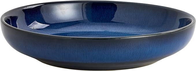 Transmutation Glaze Serving Pasta Bowl,10 inch Ceramic Wide Salad Bowls,50 Ounce Large Big Fruit Bowl for Kitchen, Microwave Oven Dishwasher Safe (Blue)