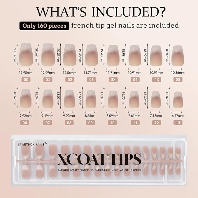 BTArtboxnails XCOATTIPS Cat Eye French Tip Press On Nails, S Coffin, Brown | Lamp-Curable 4-Week Wear, Salon Quality Value at Home, Natural Nail Look, Easy-to-Apply for Beginners, 160ct Nail Tips Only