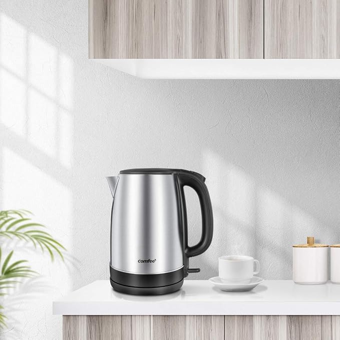 COMFEE' 1.7L Stainless Steel Electric Tea Kettle, BPA-Free Hot Water Kettle Electric with LED Light, Auto Shut-Off and Boil-Dry Protection, 1500W Fast Boil Electric Kettle (Pack of 6)