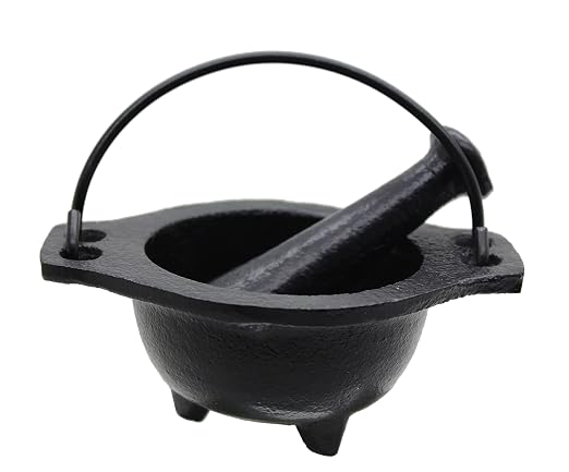 Cast Iron Cauldron Mortar and Pestle Set
