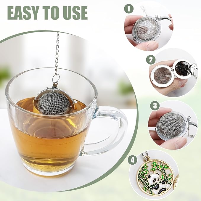 2Pcs Tea Infuser,2.1” Tea Ball with Panda Pendant,Tea Steeper,Tea Strainer | Stainless Steel,Tea Diffuser for Filtering Tea,Tea Infusers for Loose Tea, for Flavoring Herbal Spices and Seasonings