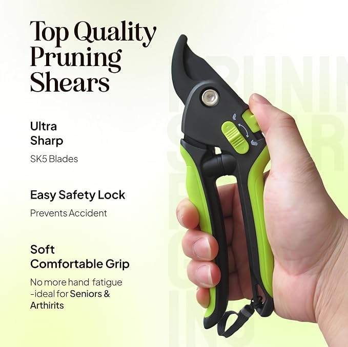 Ultra Sharp Pruning Shears Hedge Clipper – Cuts 3X Easier, Dual-Size Opening, Weak Hand Arthritis Clippers, Rust-Resistant Pruner, Effortlessly Cuts