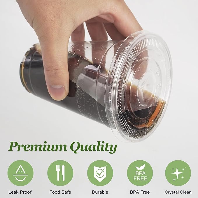 Charmount 100 Sets- 20 oz Clear Plastic Cups with Lids and Straws | Disposable To Go Cups for Cold Drinks, Coffee Bar Accessories, Iced Coffee, Smoothies