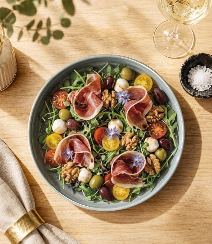 8.25" Ceramic Pasta Bowls Set of 4, Salad Bowls | Versatile Serving Bowls for Pasta, Salad, Fruit & Noodles, Housewarming & Wedding Gift, Desert Sage
