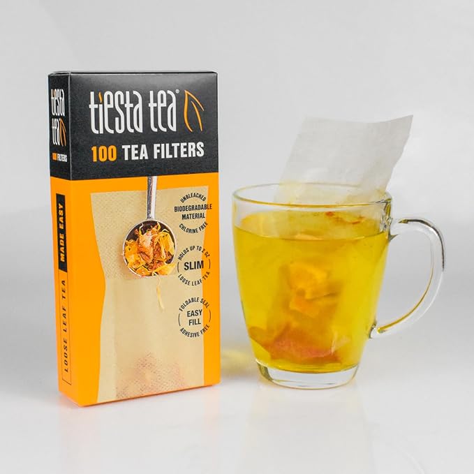 Tiesta Tea Loose Leaf Filters for Brewing | Disposable Infuser for Hot & Iced Drinks, Easy-Fill Steeper, Unbleached Paper, Single-Cup Infuser for Loose Leaves