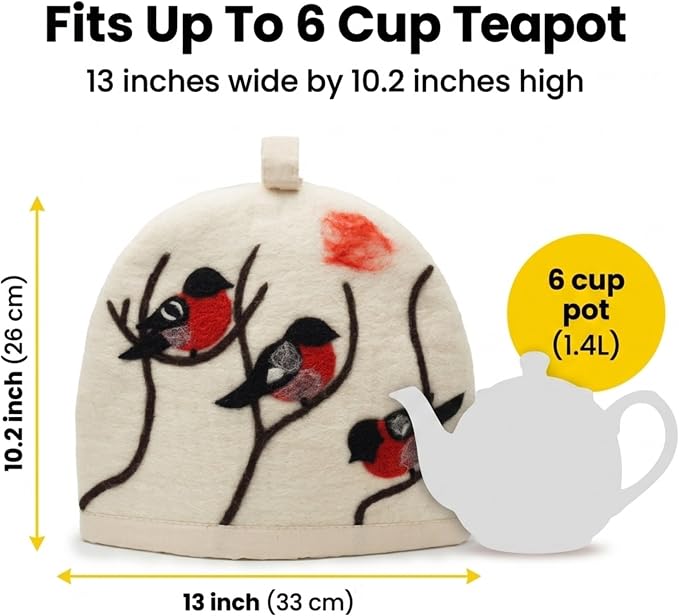 Glaciart One Wool Teapot Cozy Kettle Cover | Dome Shaped Large Tea Cosy, Kettle or French Press | Handmade & Needle Felted from Natural Wool | Warms Up to 2 Hours | Great as Gift