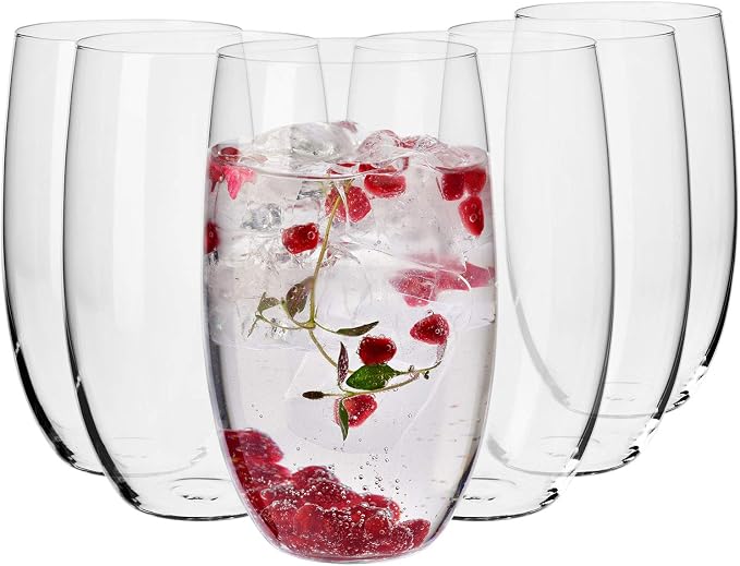 Krosno Water Glasses Set of 6, 17.2 oz, Blended Collection | Drinking Glasses, Lead-Free Crystal Glassware, Juice Glasses, Water Glass Set, Dishwasher Safe, Made in Europe