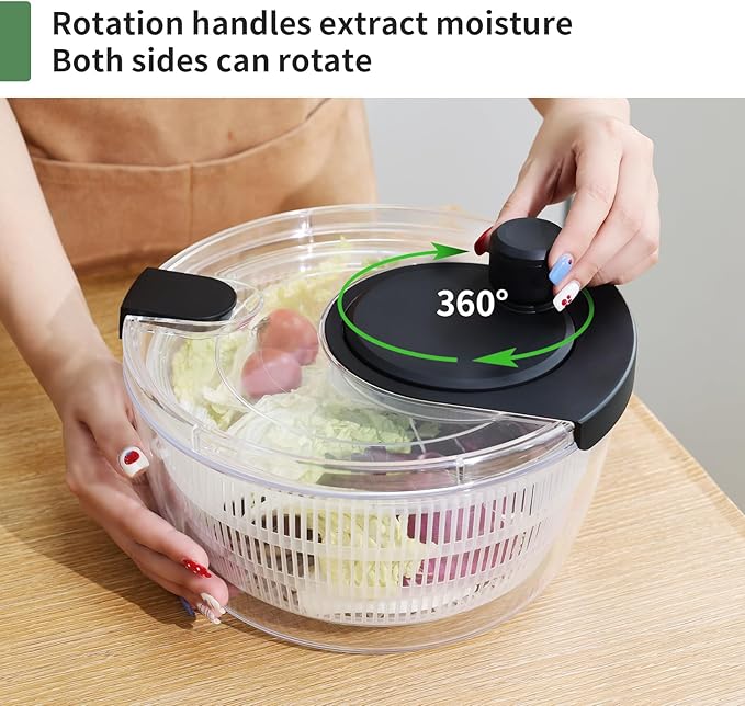 Salad Spinner Large, Fruit Washing Bowl with Strainer, Quick and Easy Use Lettuce Spinner, Fruits and Vegetables Washer, Lettuce Salad Dryer, Kitchen Essentials (4L/4.23Qt)