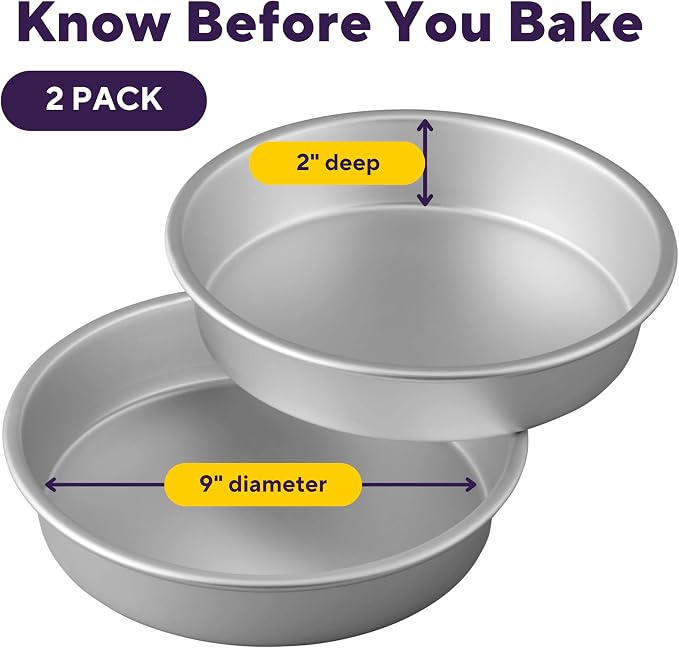 Wilton Performance Pans Aluminum Round Cake Pan, 9 x 2 in., Pack of 2