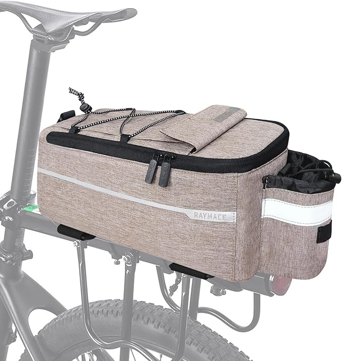 RAYMACE Bike Rear Rack Bag, Bike Trunk Cooler Bag | Bicycle Pannier for Warm or Cold Items(Beige)