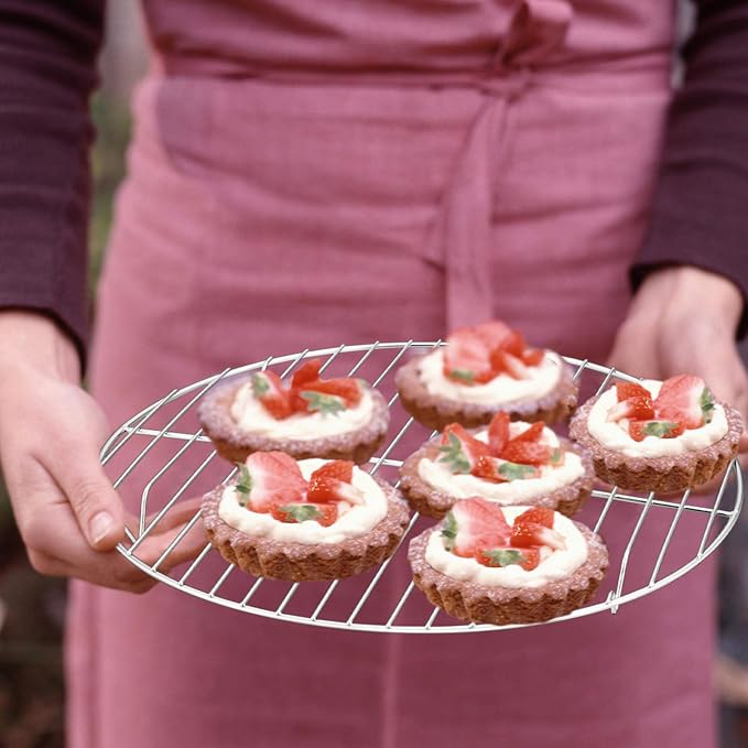 TeamFar Round Cooling Rack Set of 2, 10½ Inch | Round Wire Baking Steaming Roasting Rack Set Stainless Steel, Healthy & Mirror Finish, Oven & Dishwasher Safe