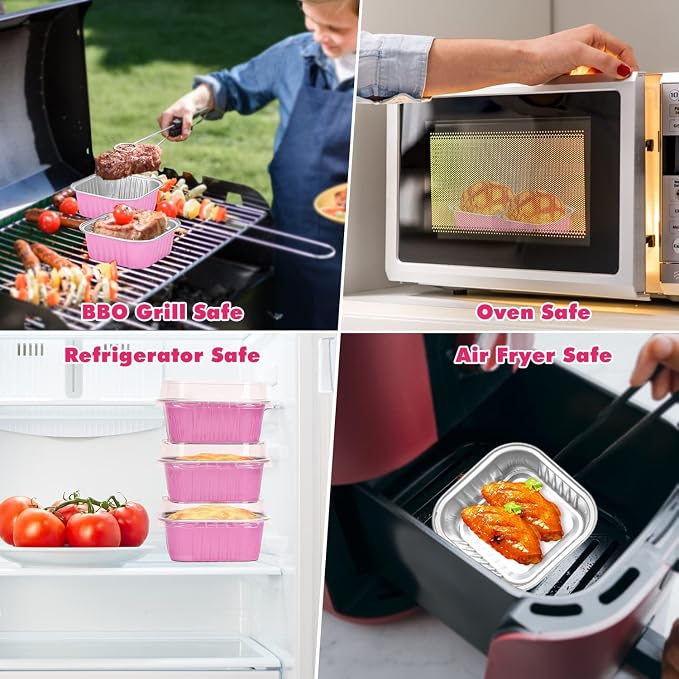 selizo 60 Pack 10oz Mini Disposable Cake Pans with Lids, Aluminum Foil Square Baking Cups, 4.4x4.4 Large Baking Cake Tins Cup Cake Containers with Lids for Thanksgiving Individual Cakes