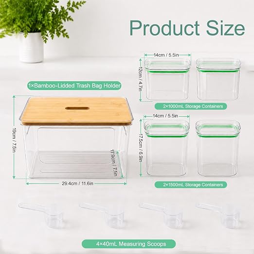 5-in-1 Trash Bag Dispenser, Laundry & Dishwasher Pods Storage Container | Space-Saving Under Sink Garbage Bag Dispenser for 13/30/33 Gallon Bags & Laundry Room Storage. Home Organization Must Haves!
