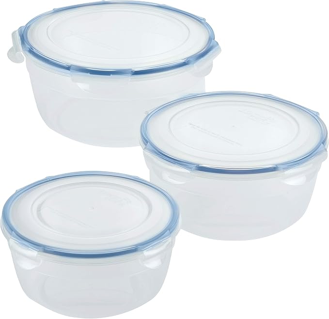 LocknLock Easy Essentials Food Storage lids/Airtight containers/Stackable, BPA Free, 6 Piece, Clear