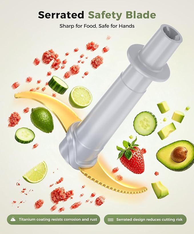 Food Processor Electric Food Chopper Meat Grinder, Easy-Clean, 5-Cup | Vegetable chopper with magnetic spindle&serrated blades&glass bowl,power copper motor, for veggies/baby food and ice(White)
