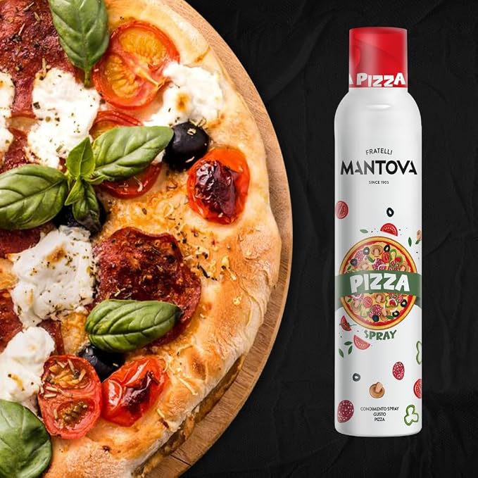 Mantova Pizza Flavored Extra Virgin Olive Oil Spray 8 oz – Infused with Basil, Oregano & Garlic – Perfect for Pizza, Pasta, Grilled Meats, Roasted Veggies & More
