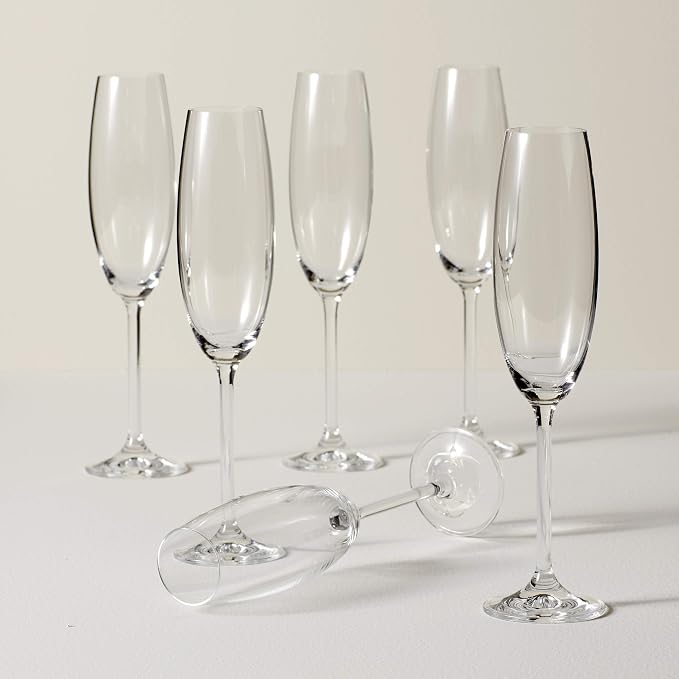 Lenox Tuscany Classics Champagne Flutes, 8oz, Set of 6 | european glass, 8oz capacity, dishwasher safe | 10 inch height | wedding and new year's hosting gift