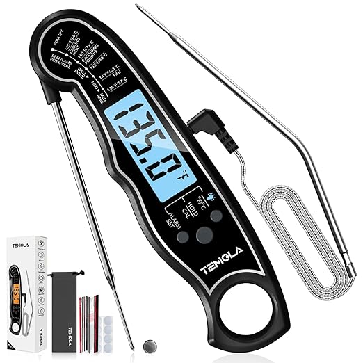 Meat Thermometer, Instant Read Food Thermometer for Cooking, Digital Food Thermometer with LCD Backlight for Candy Fry Grill BBQ Liquids, Kitchen Oven Safe Dual Probe 2 in 1 Thermometer | Digital Food LCD Backlight for Candy Fry Grill BBQ Liquids, Kitc...