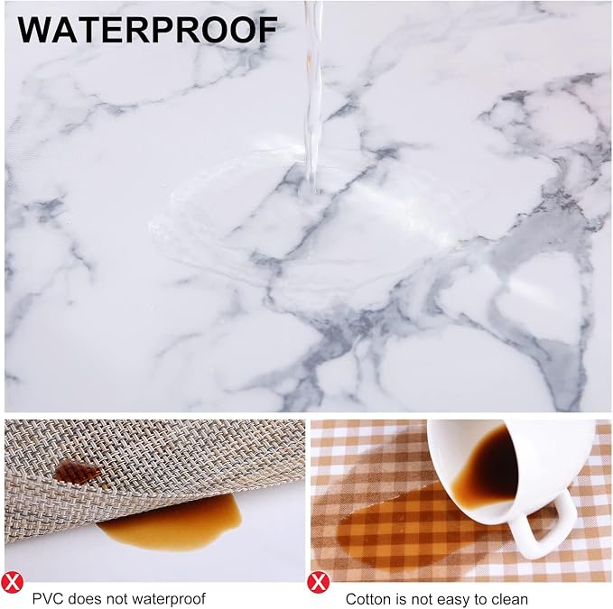 Faux Leather Heat Resistant Placemats 8 Packs, Waterproof Wipeable Dining PU Place Mats for Indoor & Outdoor, Easy to Clean, Marble