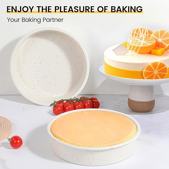 Vinino 10 Inch Cake Pans, 3 Pack Silicone Pans with Steel Frame | Create Layered Cakes & Desserts, Flexible Silicone Mold with Stainless Steel Frame, Nonstick Surface and Reusable Design