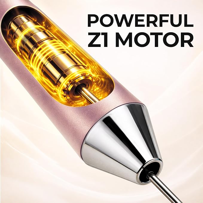 Zulay Kitchen Rechargeable Milk Frother Handheld - Frother Wand, Drink Mixer, Electric Whisk Frother, for Cappuccinos, Matcha & Protein Powder - Ultra Metal 4 Whisk, 1800mAh Pink