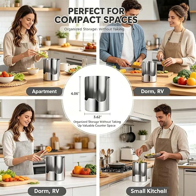 Multi-functional Kitchen Utensil Holder, Thickened Stainless Steel Countertop Organizer, Heavy Duty Stainless Steel Pot Lid Organizer and Spoon Rest for Countertop