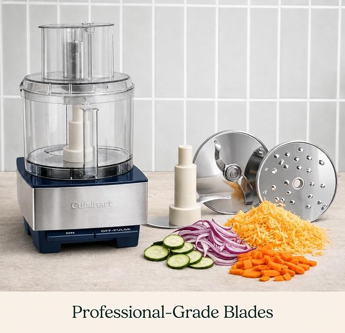 Cuisinart Food Processor 14-Cup Vegetable Chopper for Mincing, Dicing, Shredding, Puree & Kneading Dough, Navy Stainless Steel, DFP-14BCNYCB