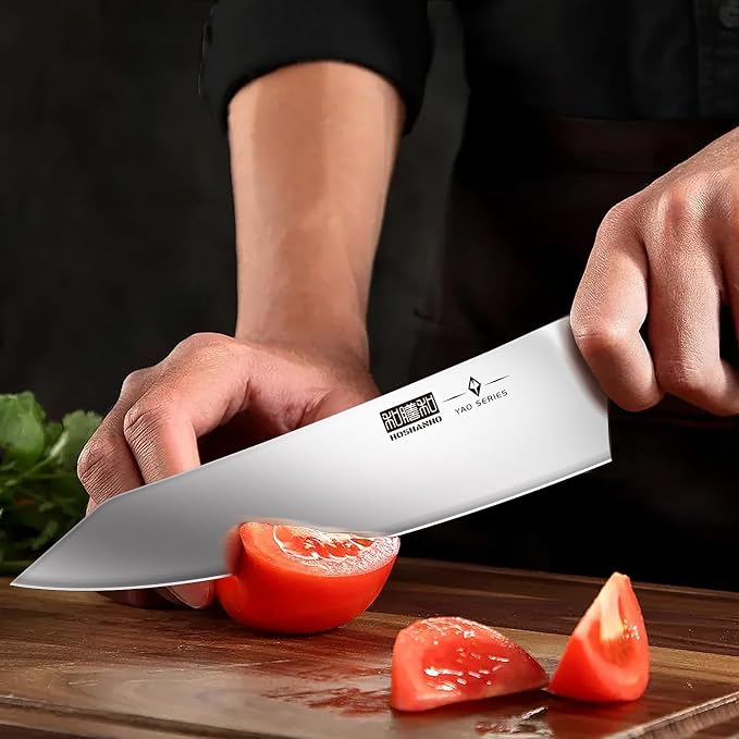 HOSHANHO 8PCS Knife Set, Razor Sharp Japanese Kitchen Knife Set with Block | High Carbon Powder Steel Knife Block Set, Professional Chef Knives Set with Scissors, Ergonomic Pakkawood Handle, Gifts