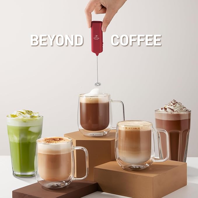 Mini & Mighty Milk Frother Wand – Powerful Handheld Coffee Frother, Battery Operated Drink Mixer – Compact Pocket Size – Detachable Whisk for Latte, Cappuccino, Matcha, Hot Chocolate