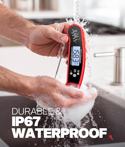 Meat Thermometer Digital, Food Thermometer for Cooking, Red, 2 Pack | Instant Read, for Grilling, BBQ, Air Fryer, Smoker, Candy, Kitchen Gadgets, BBQ Essentials, Gift for Dad, Men, Women