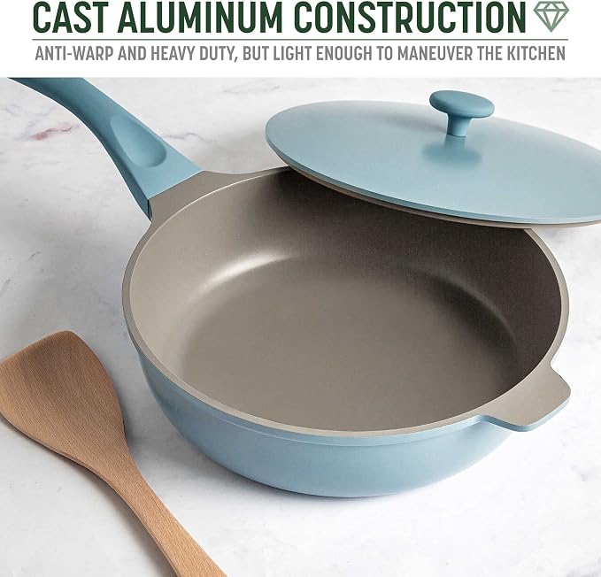 Goodful All-in-One Pan, Multilayer Nonstick Cookware Set, High-Performance Construction, Multipurpose Design Replaces Multiple Pots and Pans, Dishwasher Safe, 11-Inch, 4.4-Quart Capacity, Blue Mist