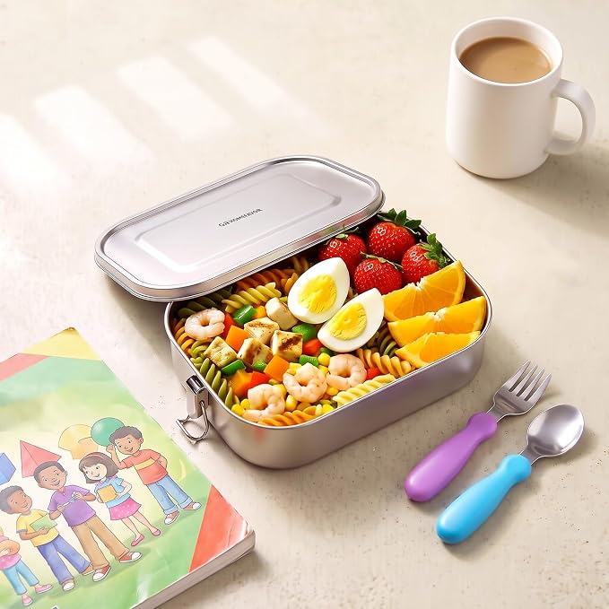 G.a HOMEFAVOR Stainless Steel Bento Lunch Box, 1200 ml/40 oz | Leak-Proof, Dishwasher Safe, BPA-Free, with Lock Clips, Meal Prep, Large Food Container, for Adults