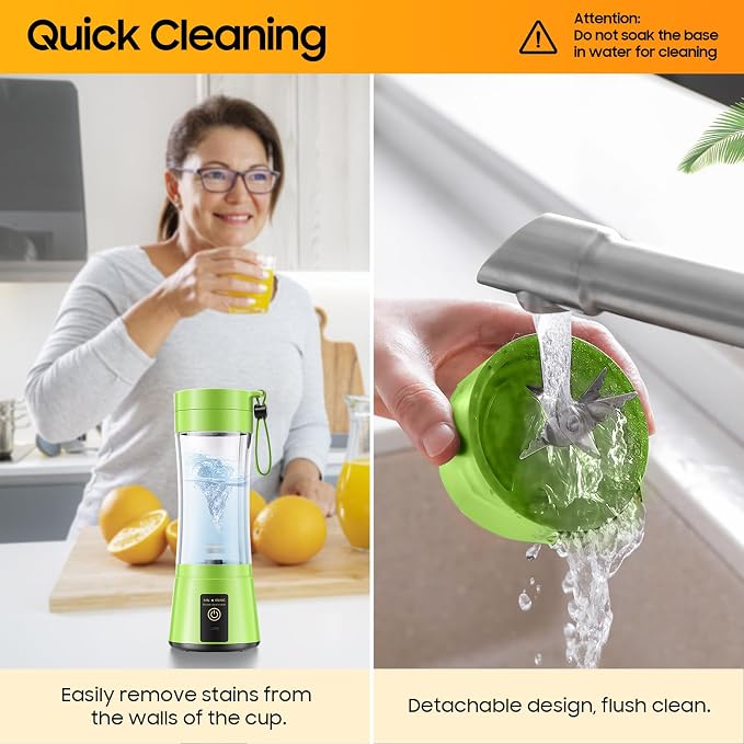Portable Blender Personal Size Blender Make Smoothies, 12oz Mini Travel Cup | BPA-Free Small Blender with High Blending Speed, 6 Steel Blades, Easy Clean, Freshly Squeezed in Sports/Office/Gym