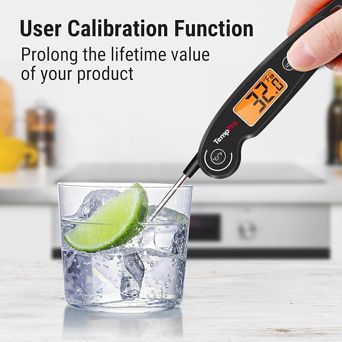 TempPro TempSwift Instant Read Meat Thermometer for Cooking | Waterproof Digital Food Thermometer with Large Backlit LCD, Kitchen Thermometer for Grilling, Smoking & Candy Making