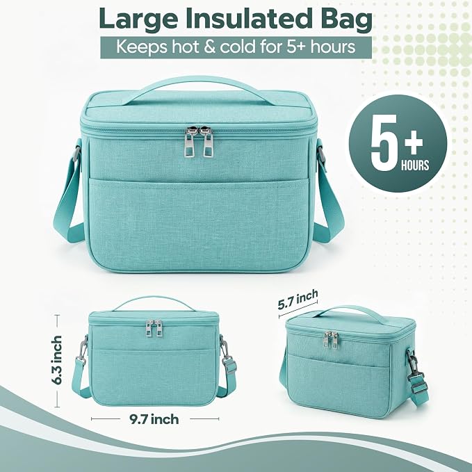 HOMETALL Bento Box Adult with Insulated Lunch Bag - 3 Stackable Leak-Proof Lunch Box Containers for Women & Men - BPA Free Lunchbox with Utensil Set (Spoon, Knife, Fork) for Work, Picnic, Dining Out