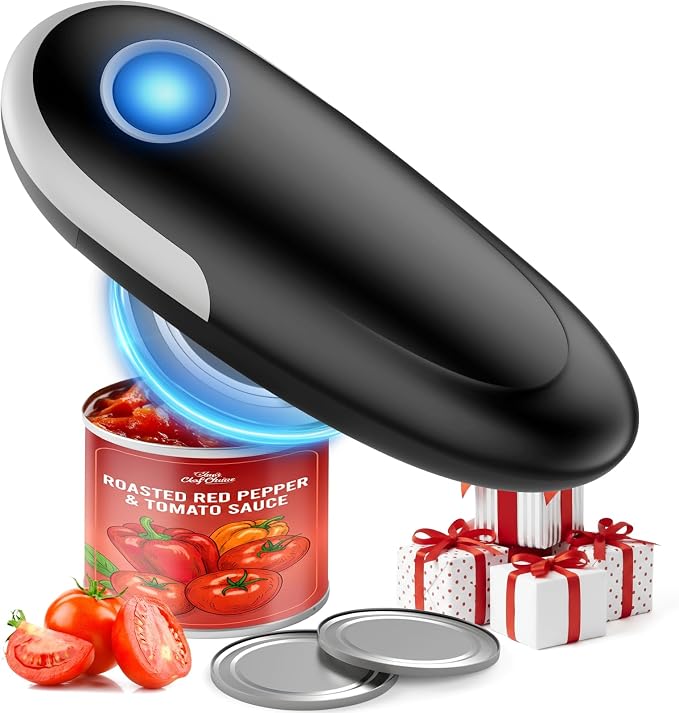 Electric Can Opener, One-Touch Automatic Can Opener for Seniors with Arthritis, Smooth Edge, Hands-Free, Fast Opening, Battery Powered, Food Safe Portable Electric Can Openers for Kitchen (Gray)