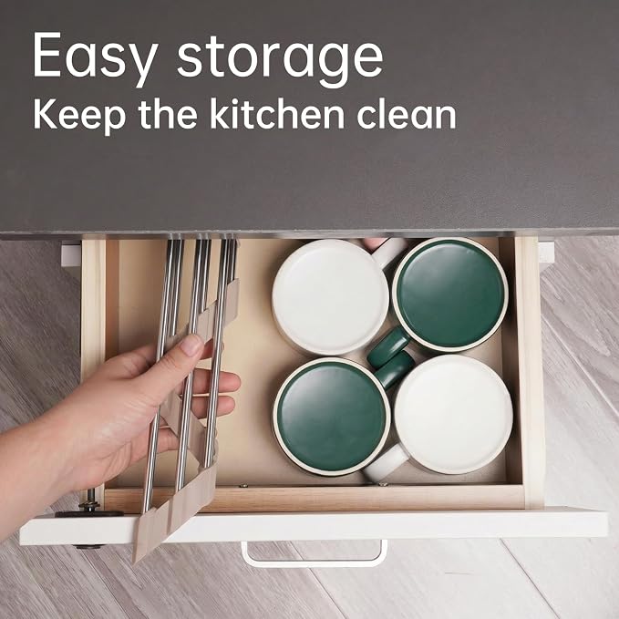 Tomorotec Triangle Roll Up Dish Drying Rack 304 Stainless Steel Beige | BPA-Free Food-Grade Silicone Edges Foldable Waterproof Rustproof Heavy-Duty Space Saver Heat Resistant to 550°F