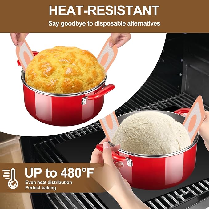 Silicone Bread Sling for Dutch Oven, 2 PCS Round Sourdough Baking Mat, Reusable Dutch Oven Liners with Extra Long Heat-Resistant Handles, Non-Stick Easy Clean Transfer Sling for Sourdough Bread-orange