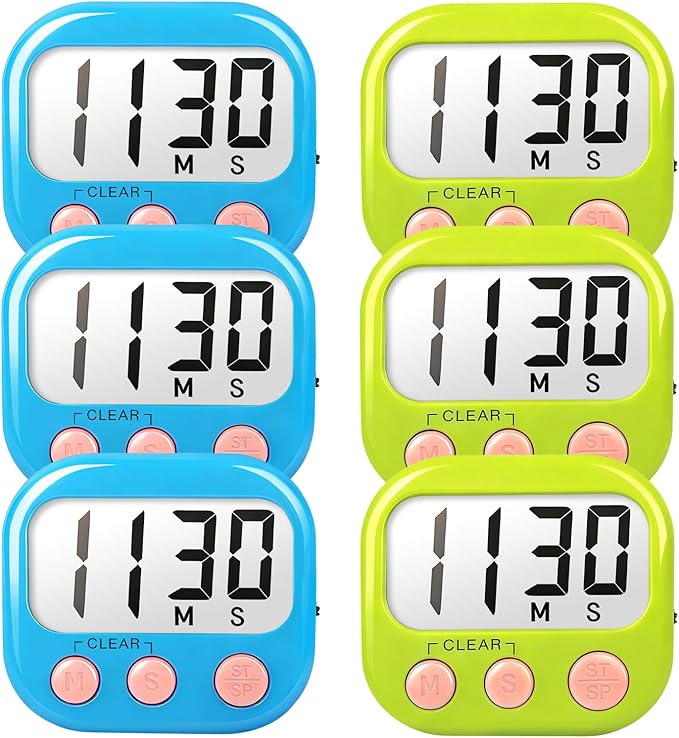 Classroom Timers for Teachers Kids Large Magnetic Digital Timer Teacher Supplies 6 Pack-Blue Green