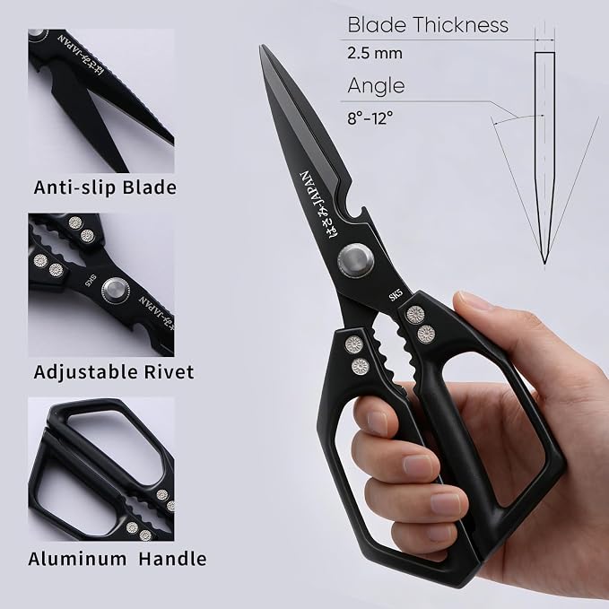 Kitchen Scissors Set 2PCS, Kitchen Shears Heavy Duty Poultry Shear Japan Meat Scissor for Food All Purpose Seafood Meat Cutting Cooking Shears, Chicken Scissors Gifts for Men Women