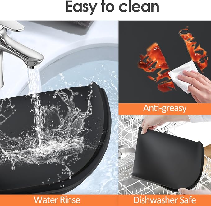 Silicone Coffee Maker Mat with Lip for Countertops, 17.4'' x 10.6'', Black | Multi leak-proof coffee tray for countertop, non-slip silicone mat fits most coffee makers & espresso machines, wipe-clean