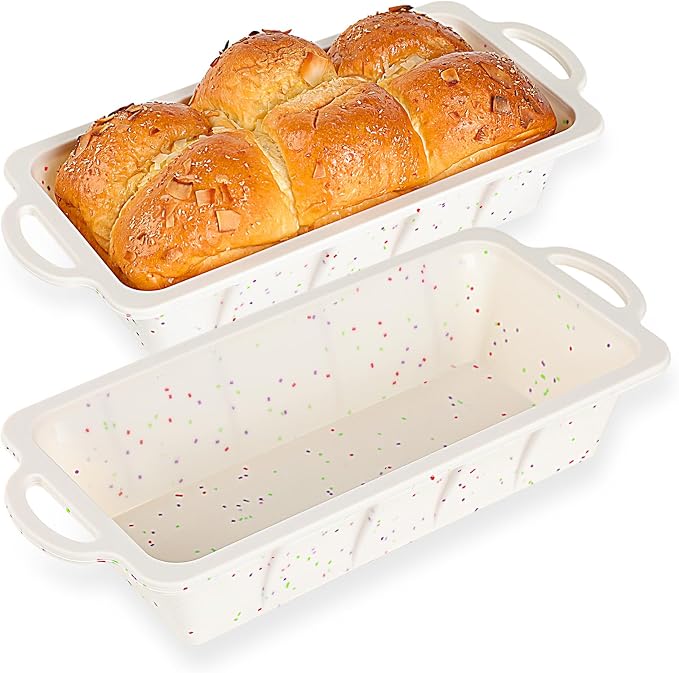 Vinino 2 Pack XLarge Nonstick Silicone Loaf Pans 12.5 x 5.5'' for Baking | Extra-Large Pans for Make-Ahead Loaves, Paired Desserts, Freezer Meals & Neat Storage Of Neutral Style Bakeware Sets