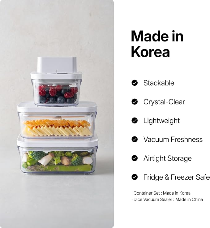 VAKUEN Premium Airtight Food Storage Containers, Square 2PC/Set(1.48qt/1.5Lx2pcs), Smart One-Click Seal Lid, No Hinges, 100% Leak Proof, BPA-FREE, Dishwasher, Freezer & Microwave Safe