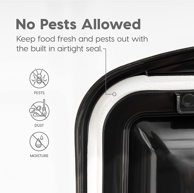 IRIS USA Dog Food Storage Container, Up to 10 lbs, Clear/Black, Made in USA | BPA-Free, Airtight Seal, Best for Cat Food, Bird Seed, Chicken Feed, Pet Toys, Treats, Pellets