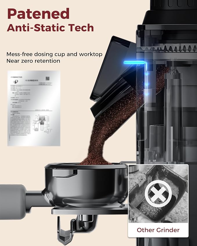 Tuni G2 Conical Burr Coffee Grinder with 70 Grind Settings, Ivory | Anti-static Burr Mill, Precision Electronic Timer and LED Touchscreen for Espresso/Drip/Cold Brew/French Press