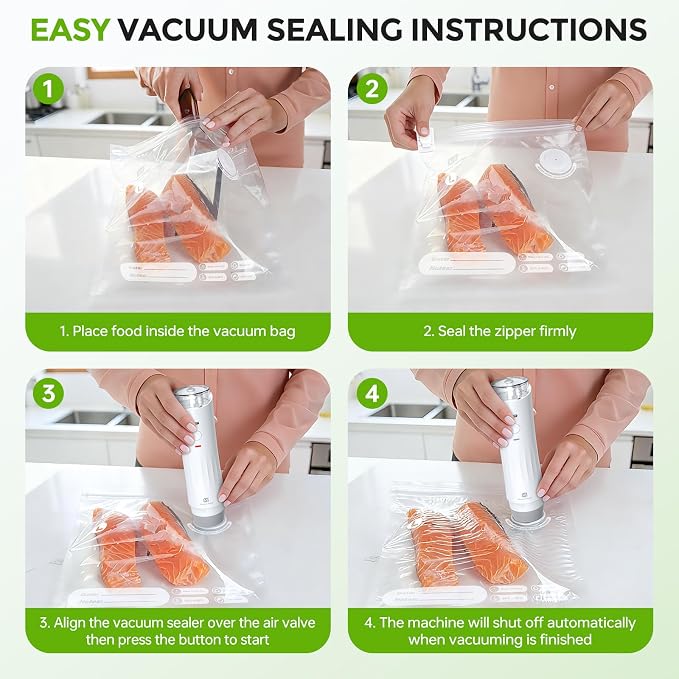 ShinePick Vacuum Sealer for Food, Powerful Handheld Food Saver Machine Compact Vacuum Sealer Machine with Visible Water Tank, 15 Reusable Sealer Bags & 10 Mason Lids, for Kitchen, Travel & Outdoor