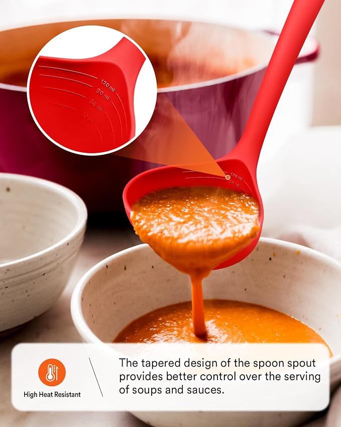 13PCS Silicone Kitchen Utensils Set for Nonstick Cookware, Red | Food Grade, Heat Resistant Kitchen Utensil Spatula Set, Wooden Handles Kitchen Gadgets Tools Set