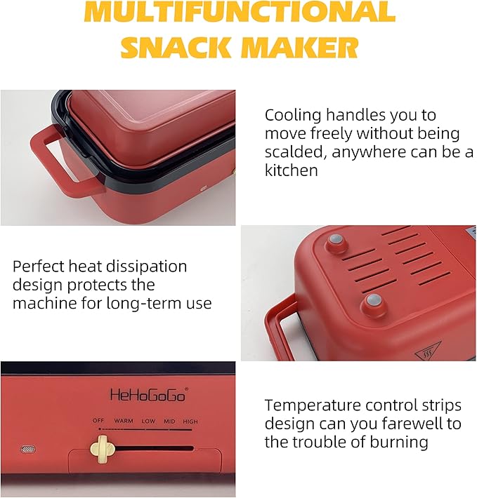 Multifunctional Electric Griddle Electric Grill Nonstick Baking Maker with 3 Interchangeable Pans For Takoyaki Cake Pop/ Mini Pancake/ Fried Steak