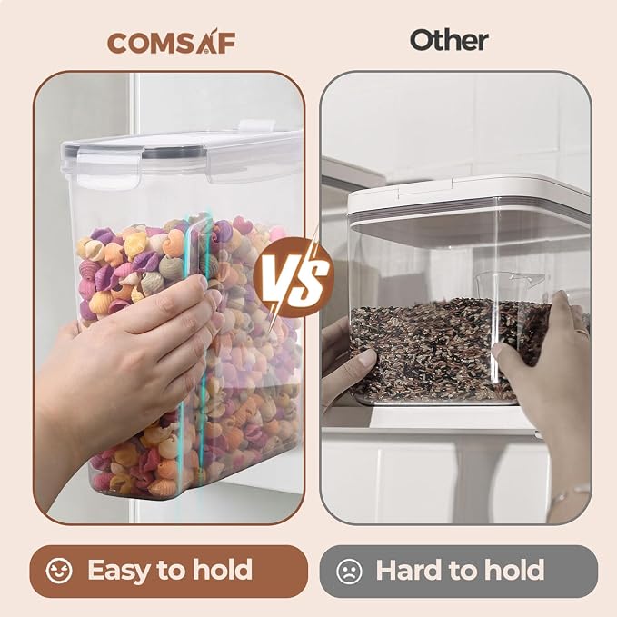 ComSaf Airtight Cereal Storage Containers with Lids 6.7Qt 2Pack, Easy Pour | Plastic Food Canister, Cereal Rice Oats Beans, Pantry Kitchen Cabinet, Dispenser with Label, Spout, Large Capacity, BPA-free